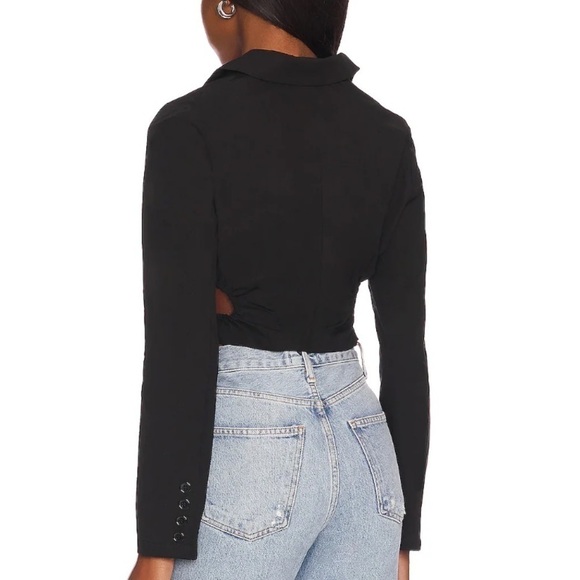 Revolve more to come black button down crop collar shirt with cut out sides SZ S - Picture 3 of 6